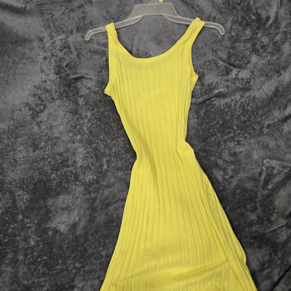 SHEIN Yellow Ribbed Midi Dress